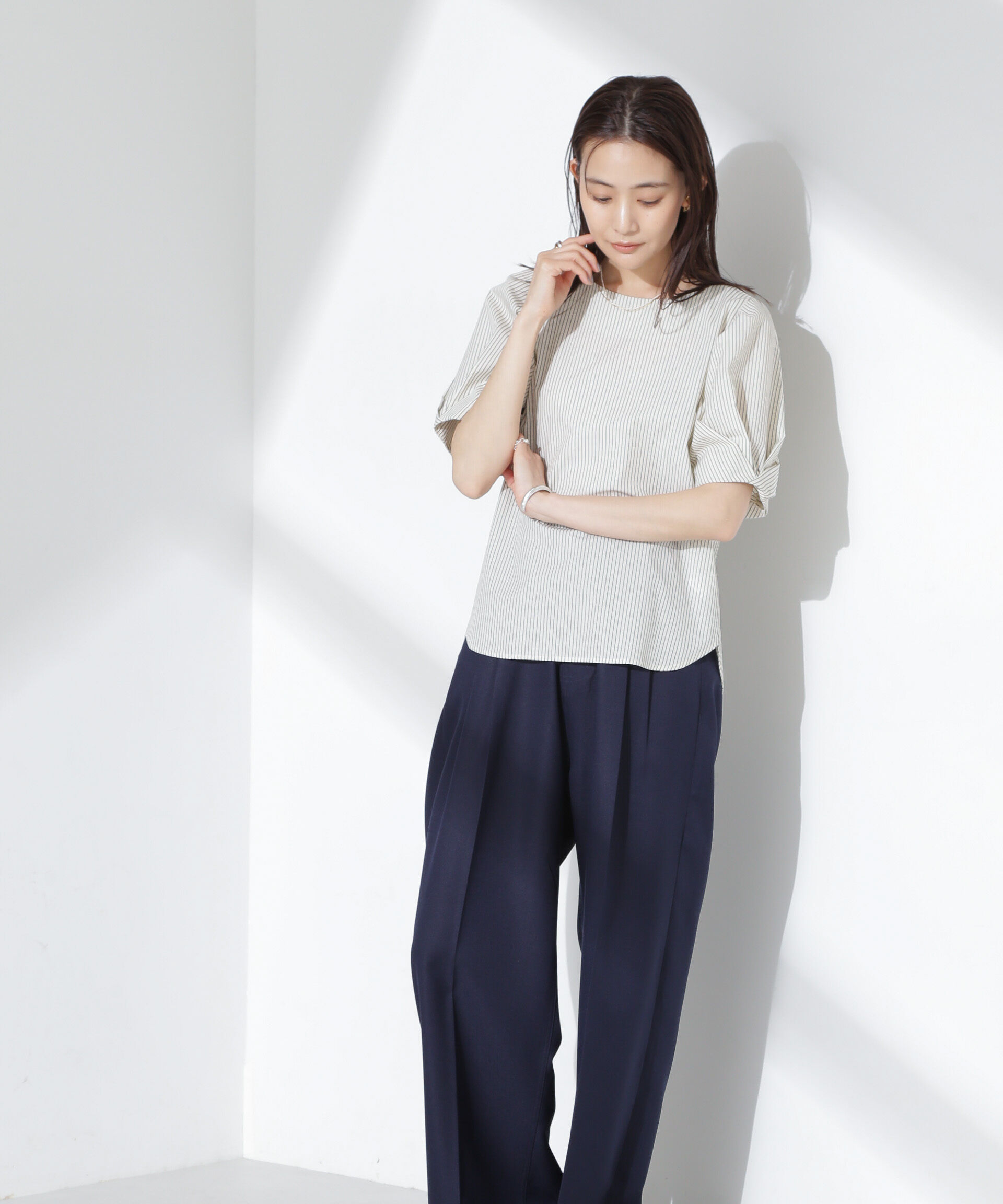 nano･universe「変形スリーブプルオーバーブラウス」|シャツ・ブラウス|