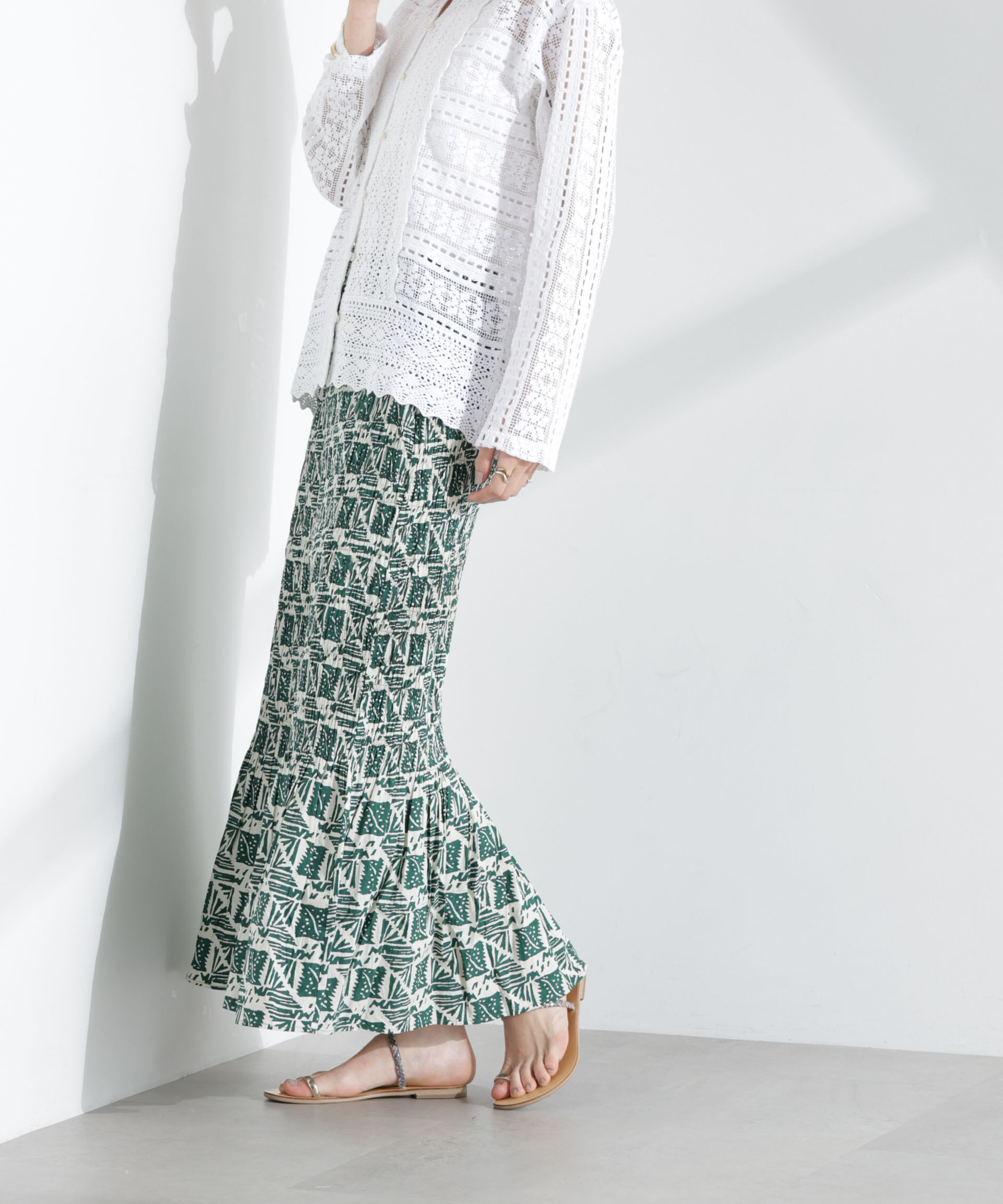 nano･universe「Sara mallika/COTTON POPLIN SHIRRING SKIRT」|スカート|
