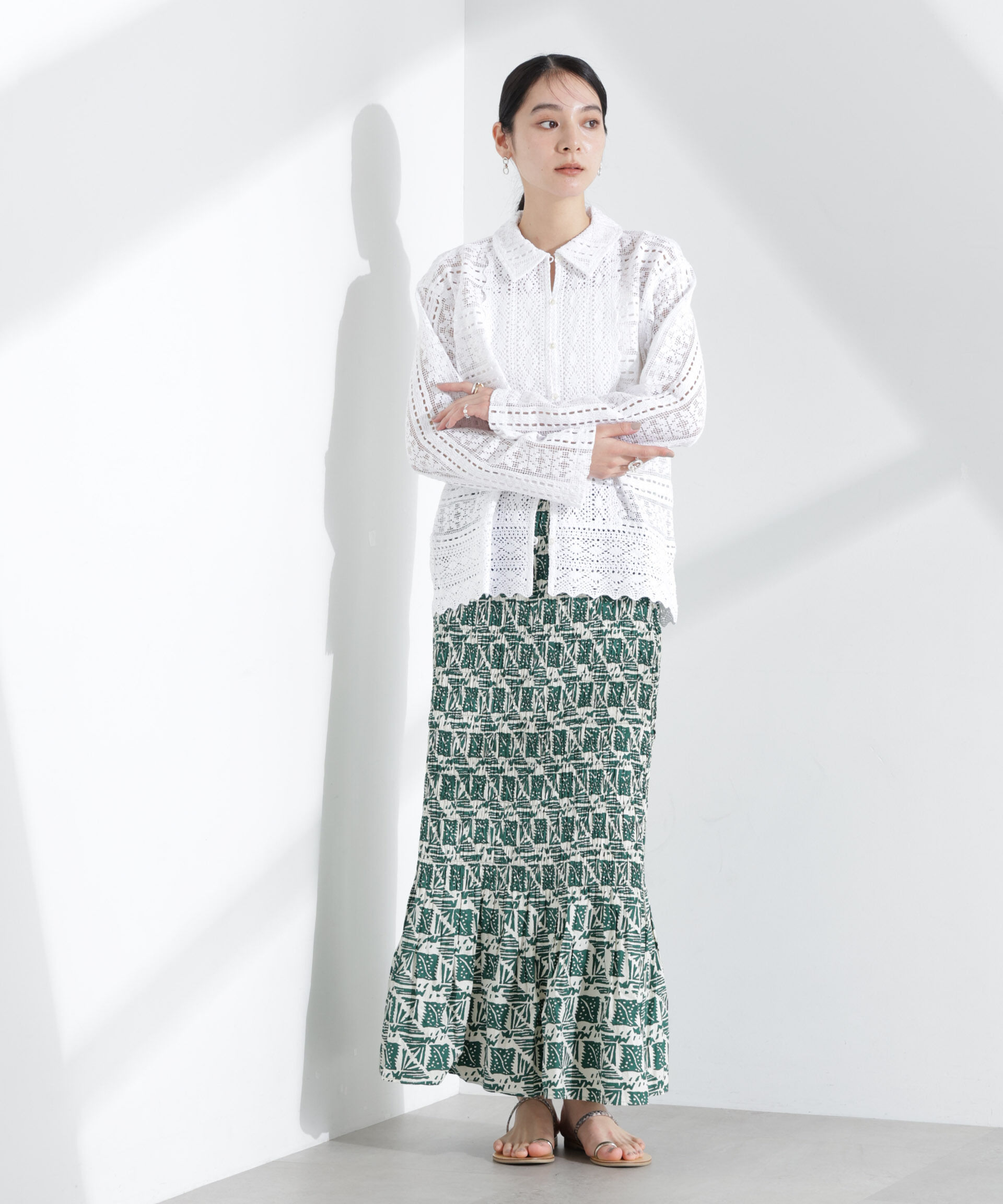 nano･universe「Sara mallika/COTTON POPLIN SHIRRING SKIRT」|スカート|