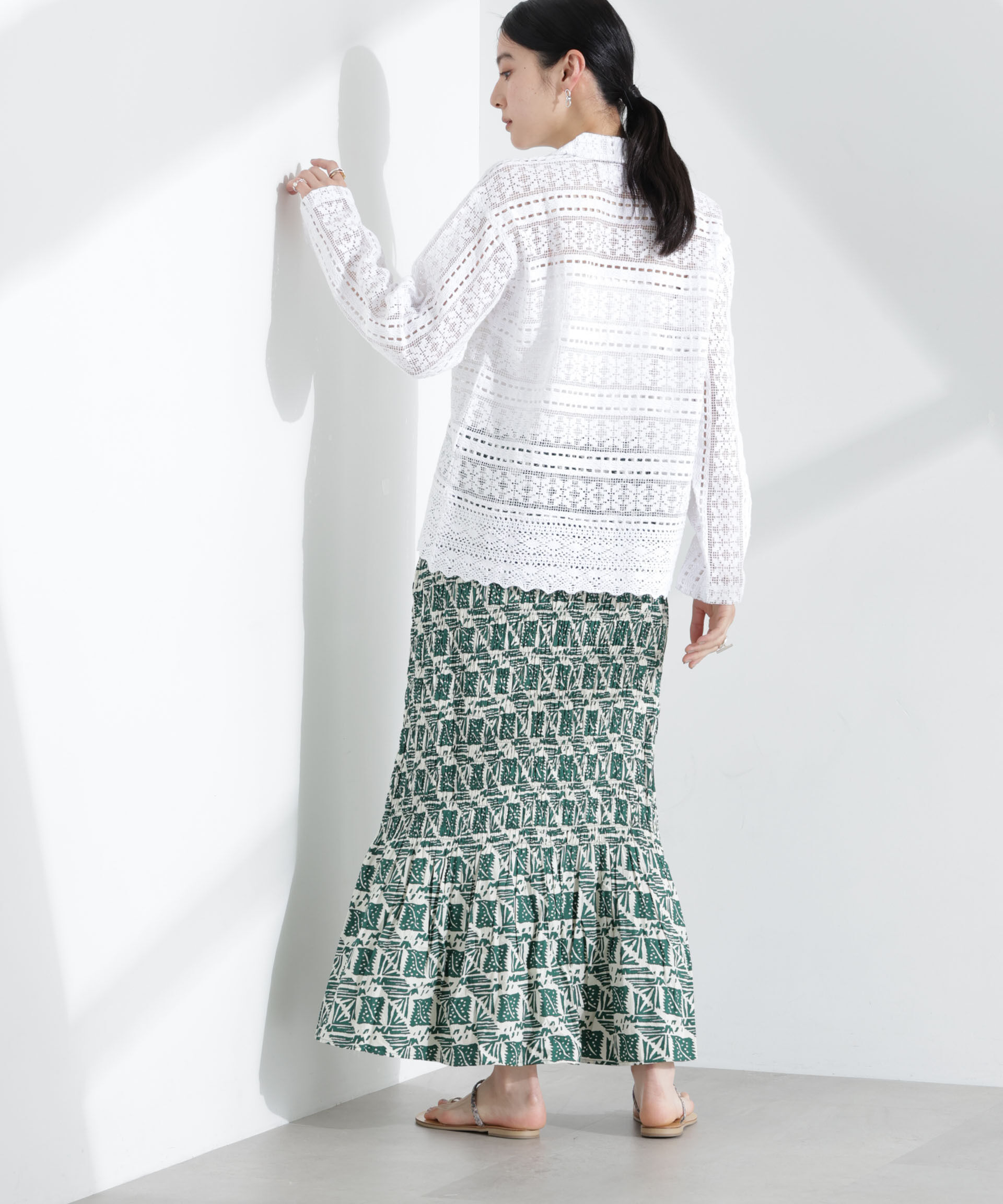 nano･universe「Sara mallika/COTTON POPLIN SHIRRING SKIRT」|スカート|