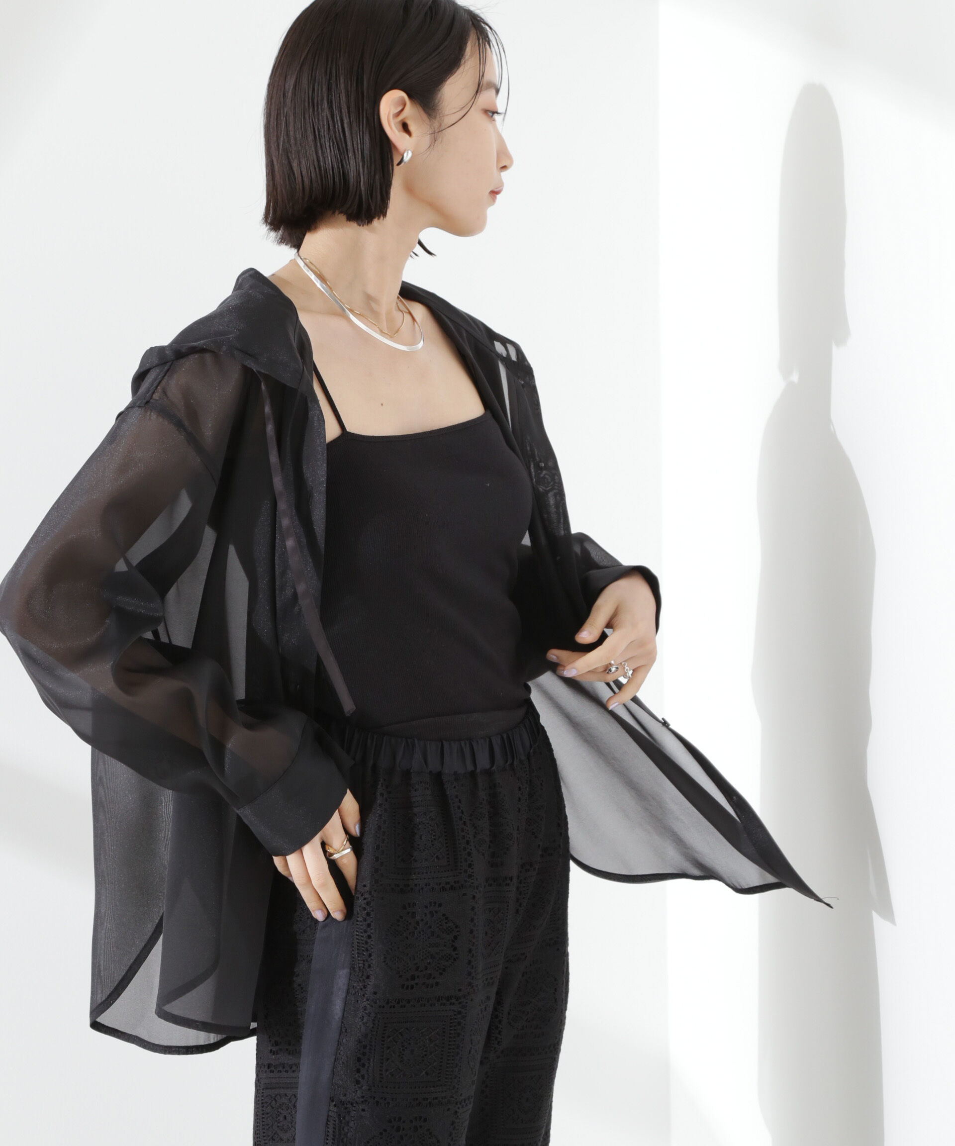 nano･universe「シアーフードシャツ」|シャツ・ブラウス|