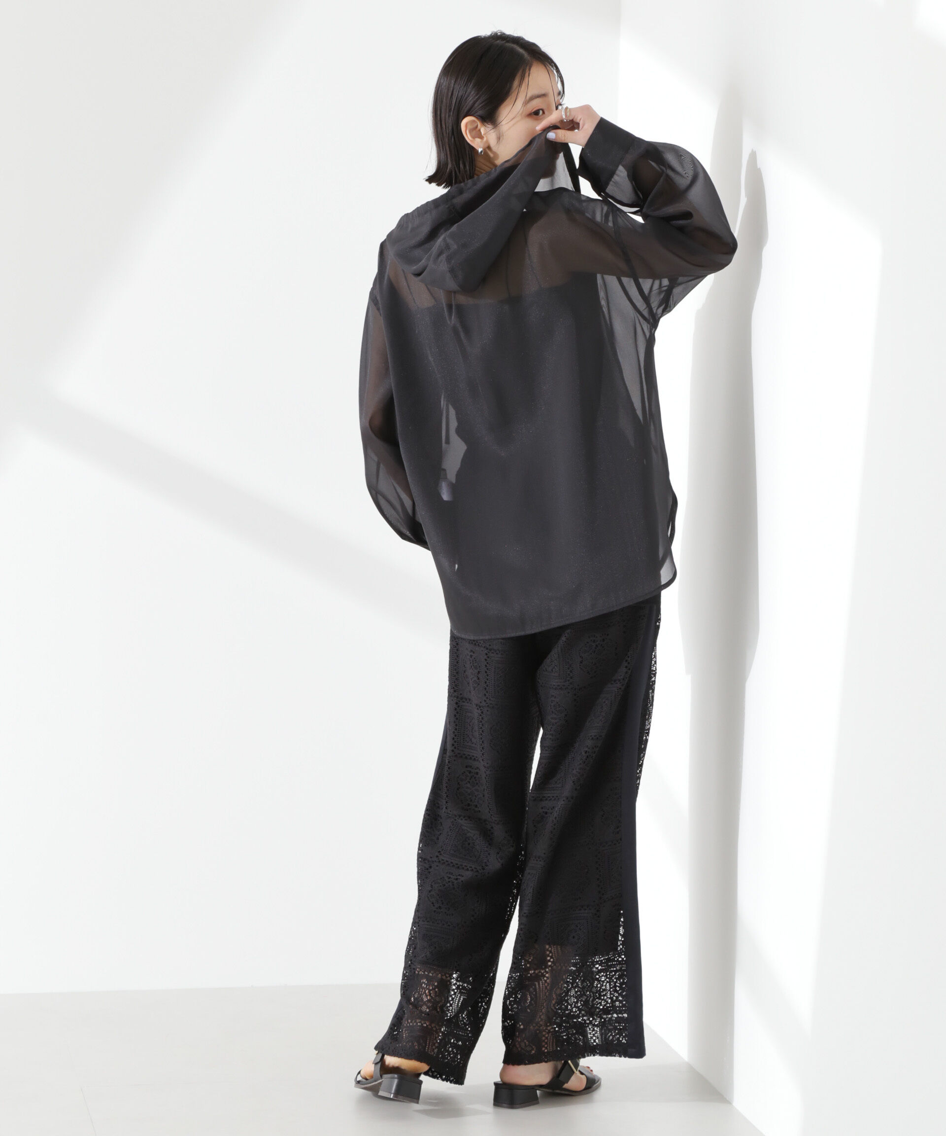 nano･universe「シアーフードシャツ」|シャツ・ブラウス|