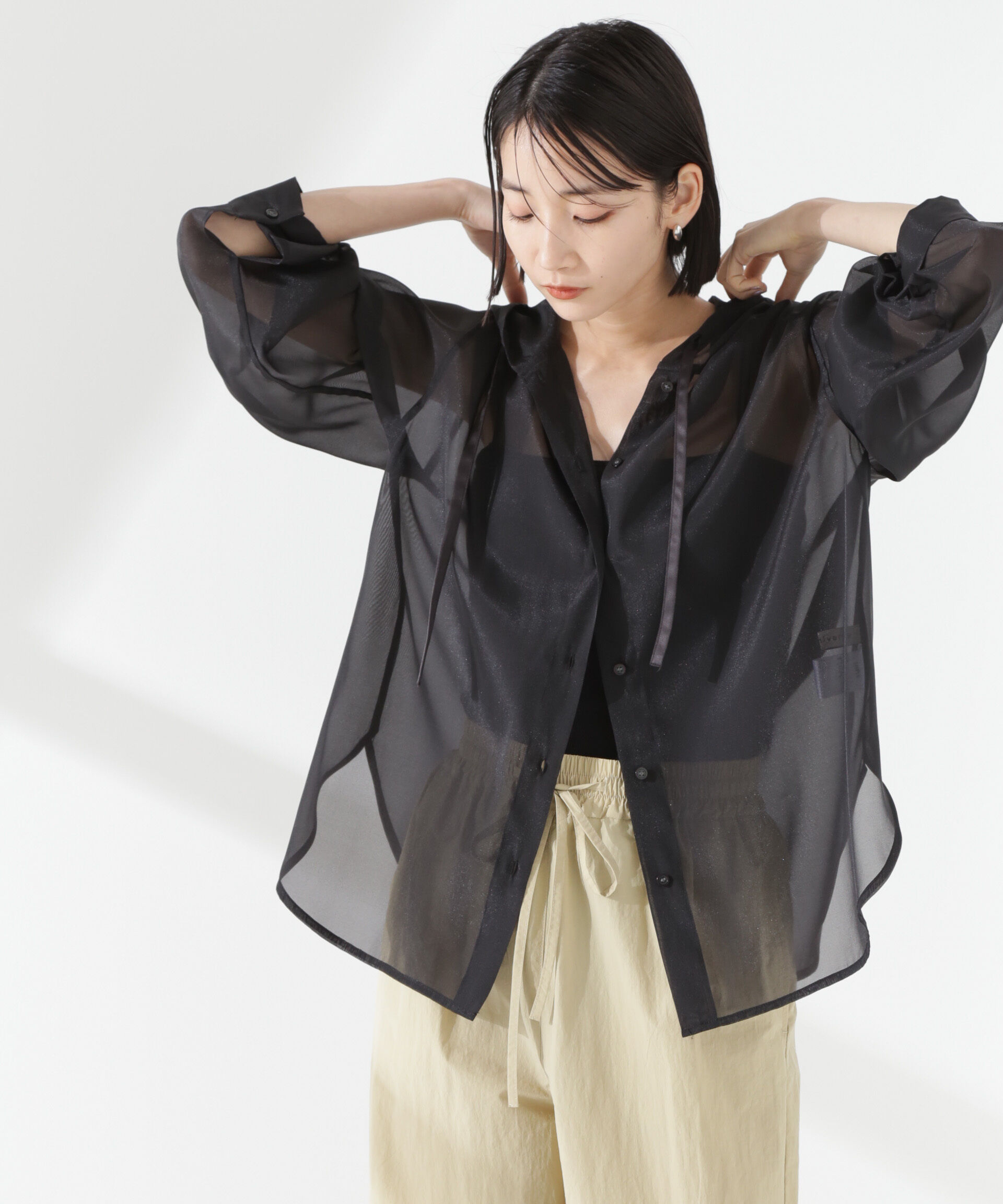 nano･universe「シアーフードシャツ」|シャツ・ブラウス|