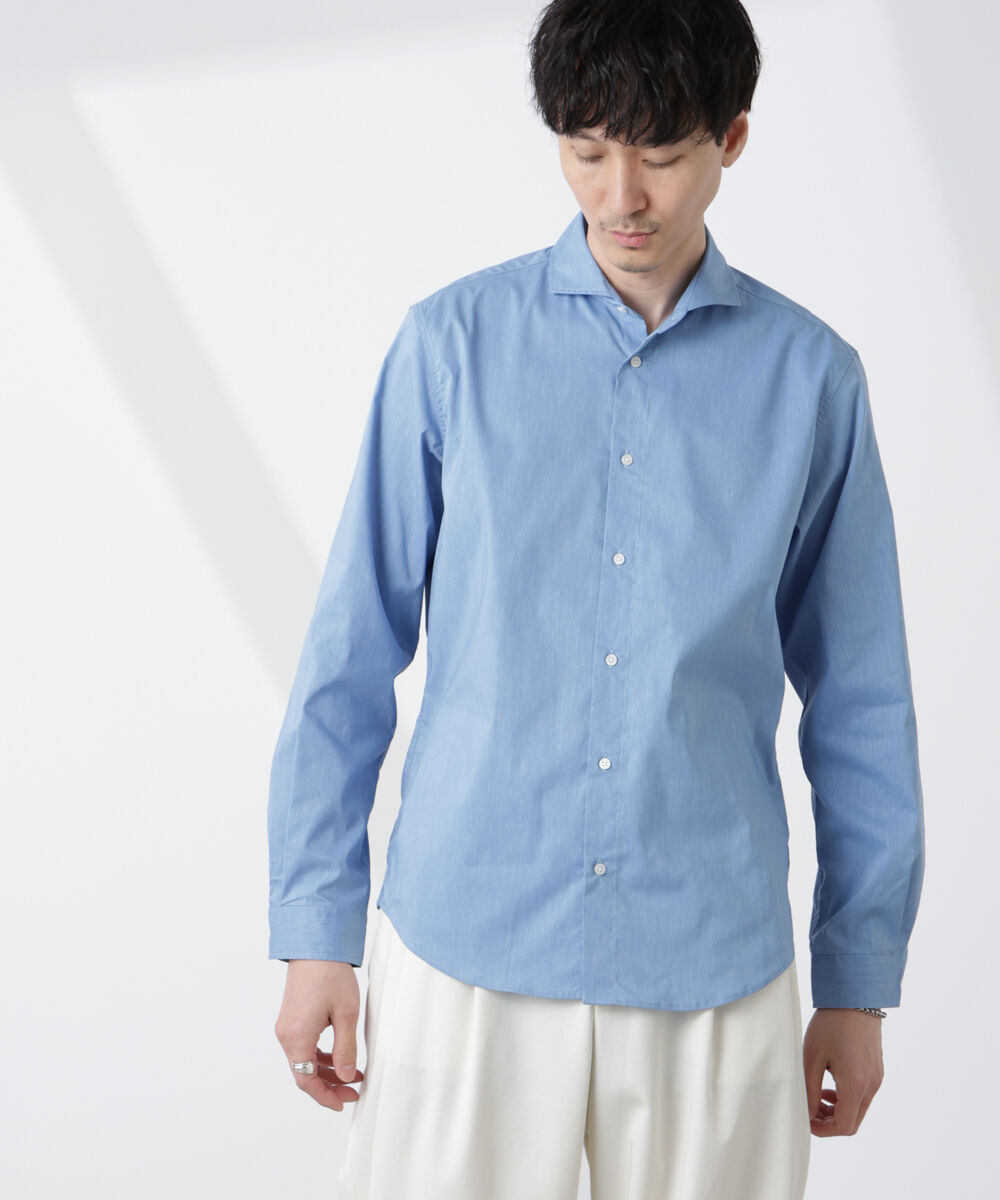 nano･universe「「ICE FLOW LINEN」カッタウェイシャツ 長袖」|シャツ・ブラウス|サックス5