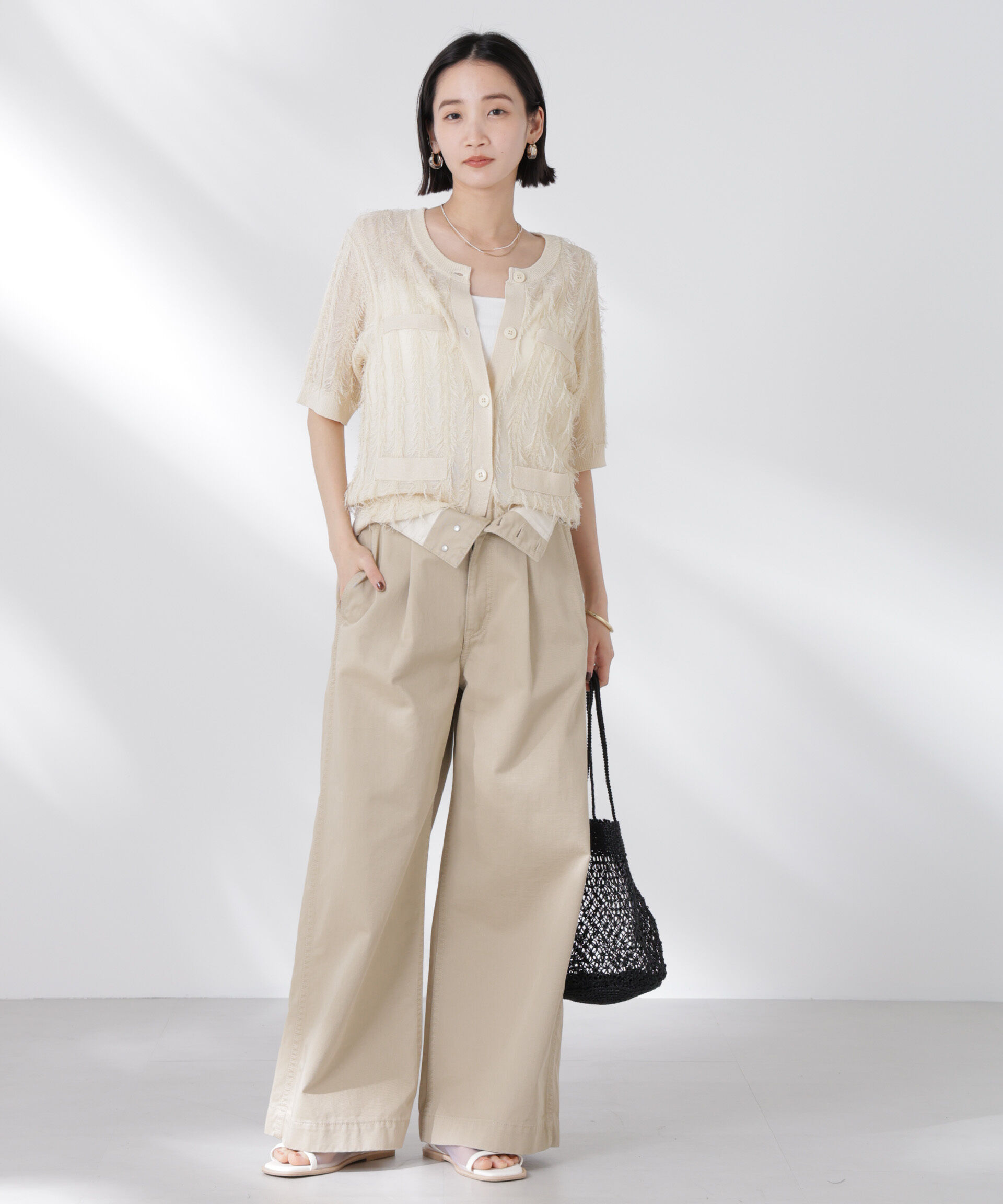 nano･universe「カットフリンジニットカーディガン」|ニット・セーター|