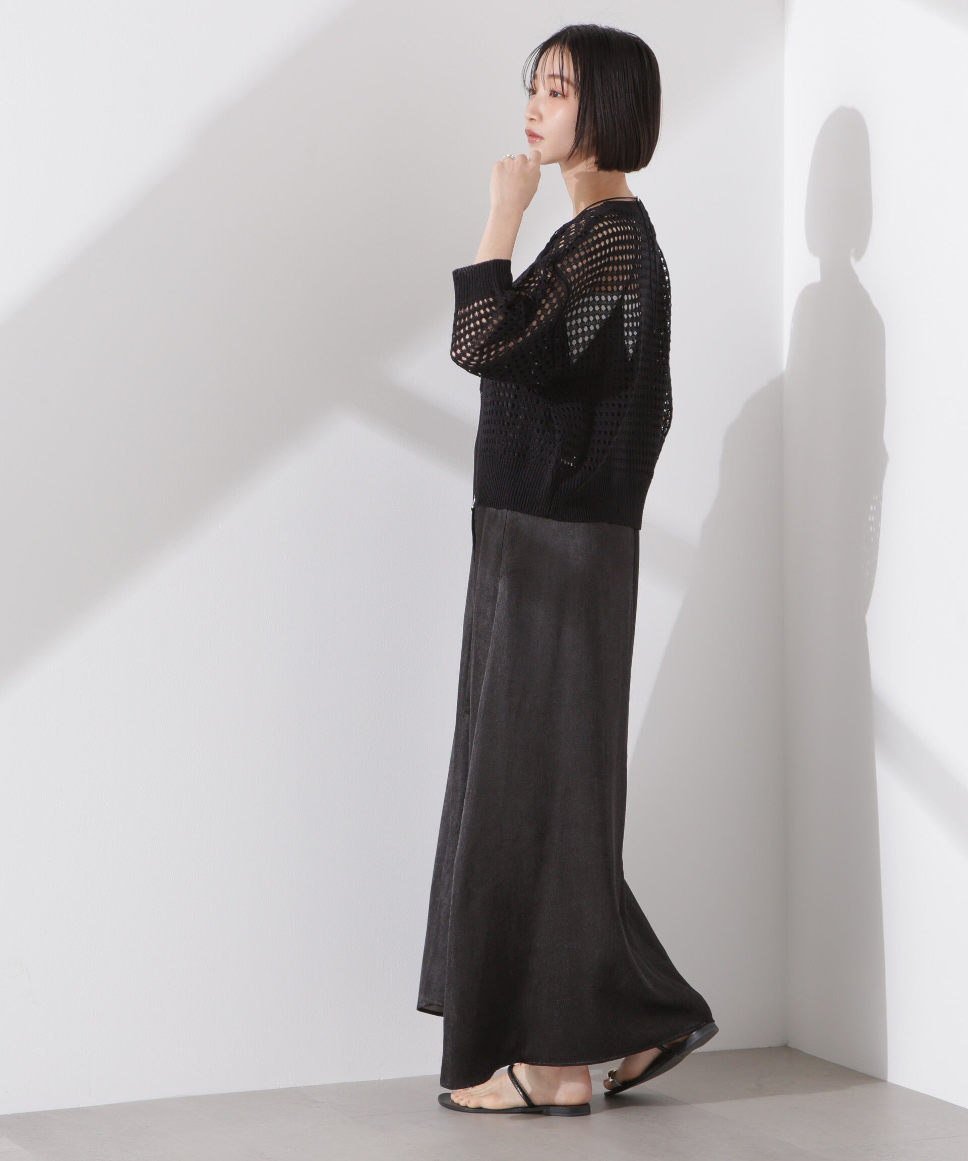 nano･universe「メッシュニットジップカーディガン」|ニット・セーター|