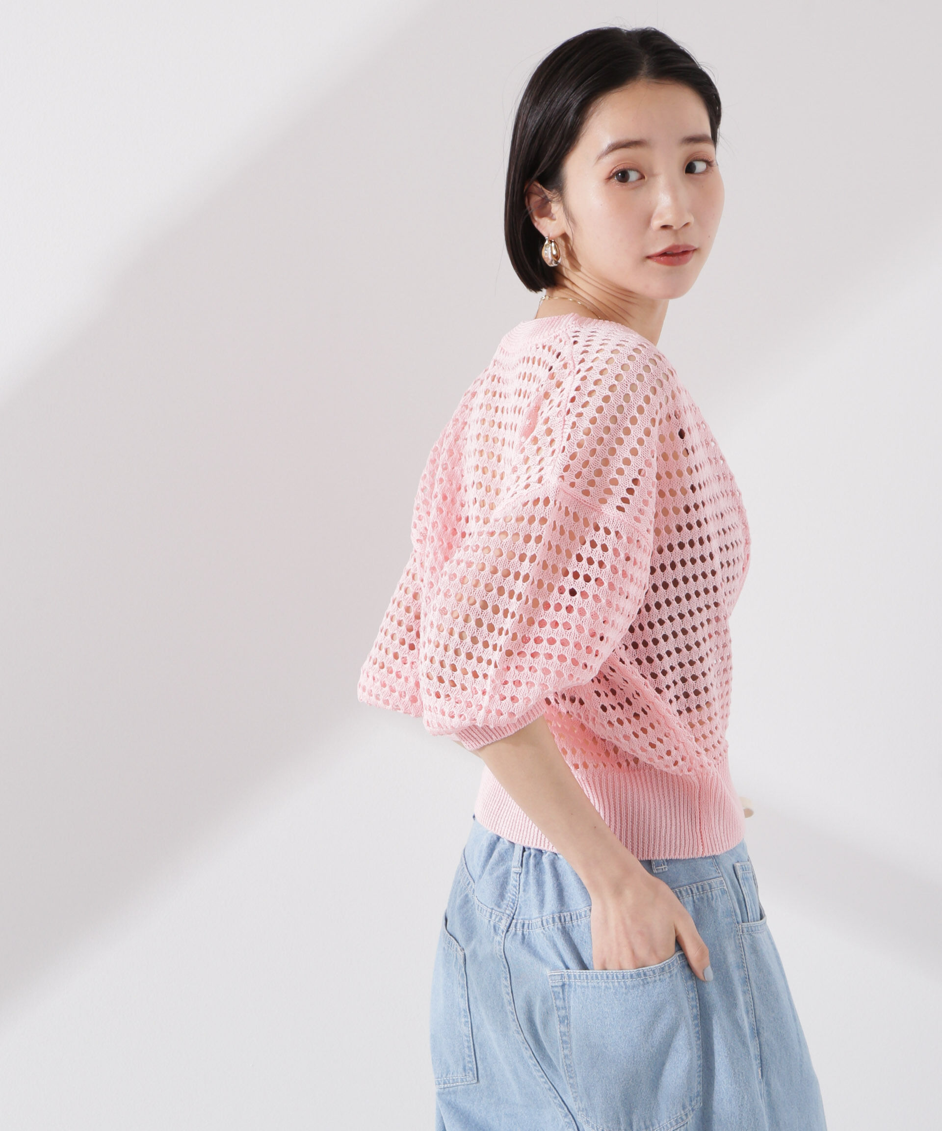 nano･universe「メッシュニットジップカーディガン」|ニット・セーター|