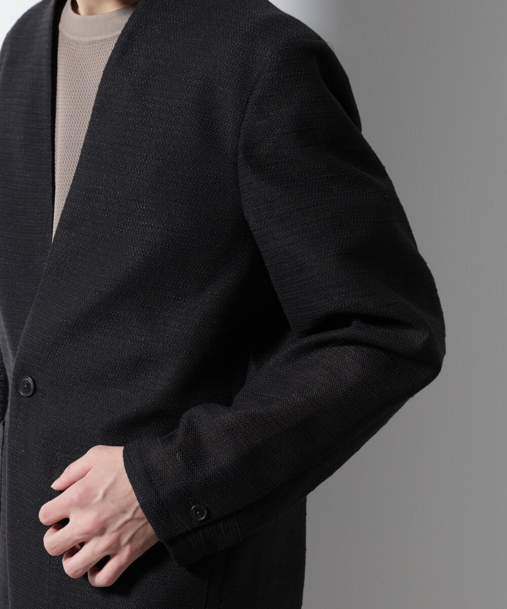 nano･universe「スラブラメ ノーカラージャケット」|テーラードジャケット|
