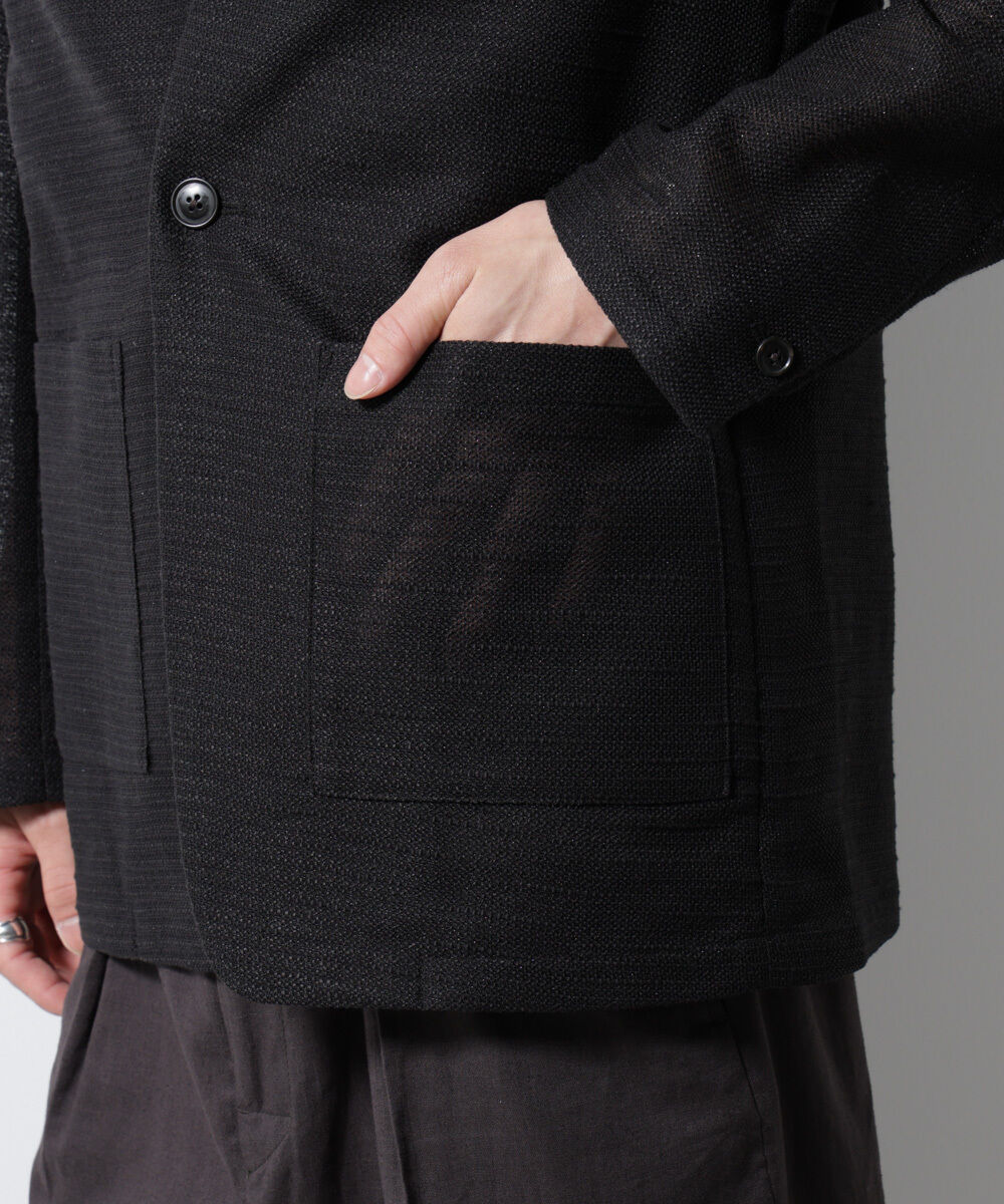 nano･universe「スラブラメ ノーカラージャケット」|テーラードジャケット|