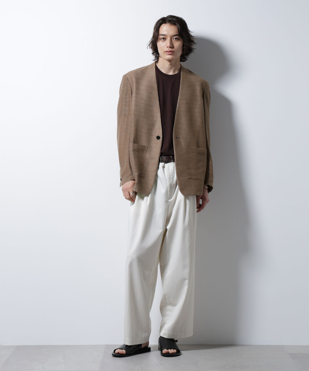 nano･universe「スラブラメ ノーカラージャケット」|テーラードジャケット|