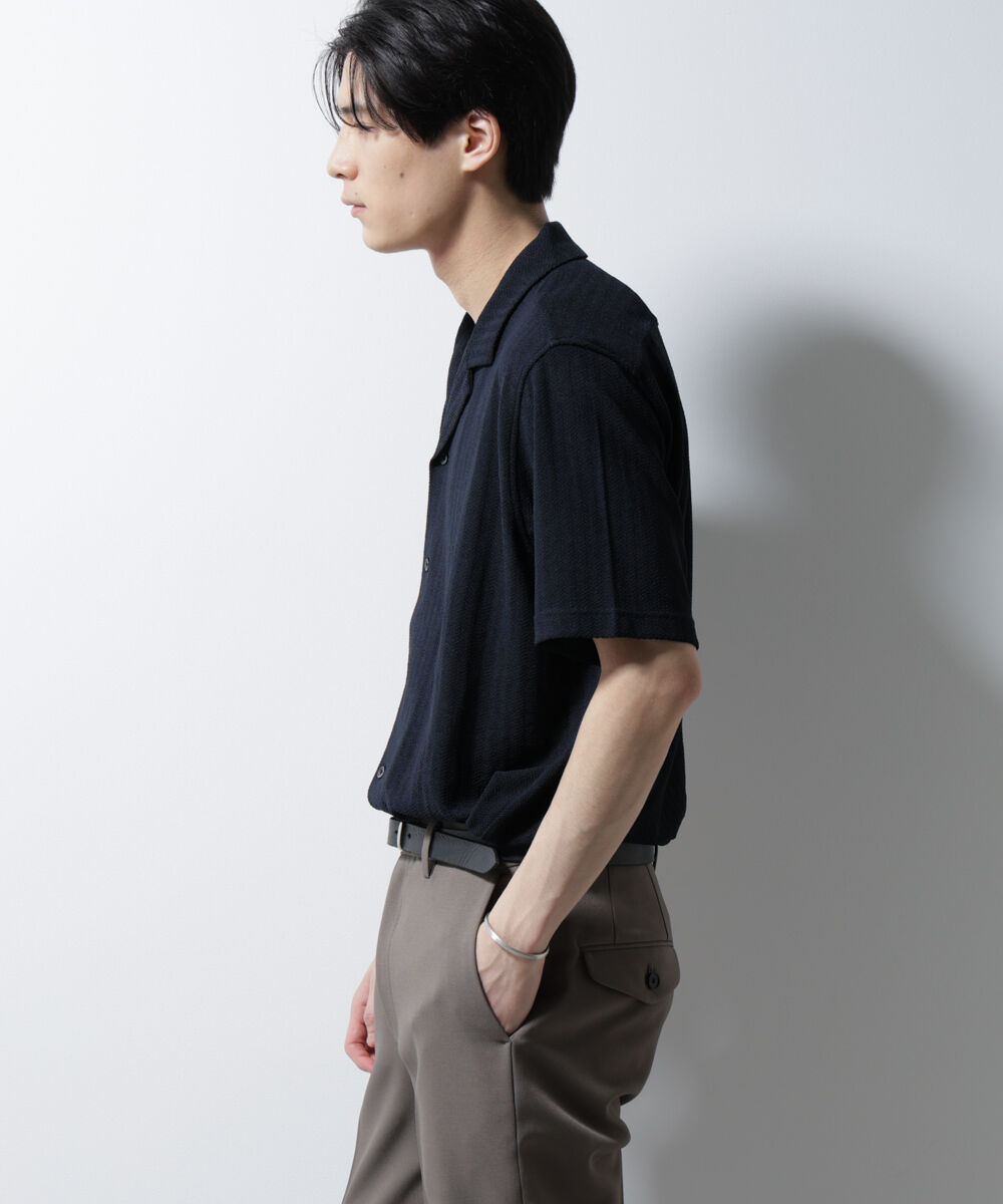 nano･universe「「Damerino」 ヘリンボン オープンカラーシャツ 半袖」|Tシャツ・カットソー|