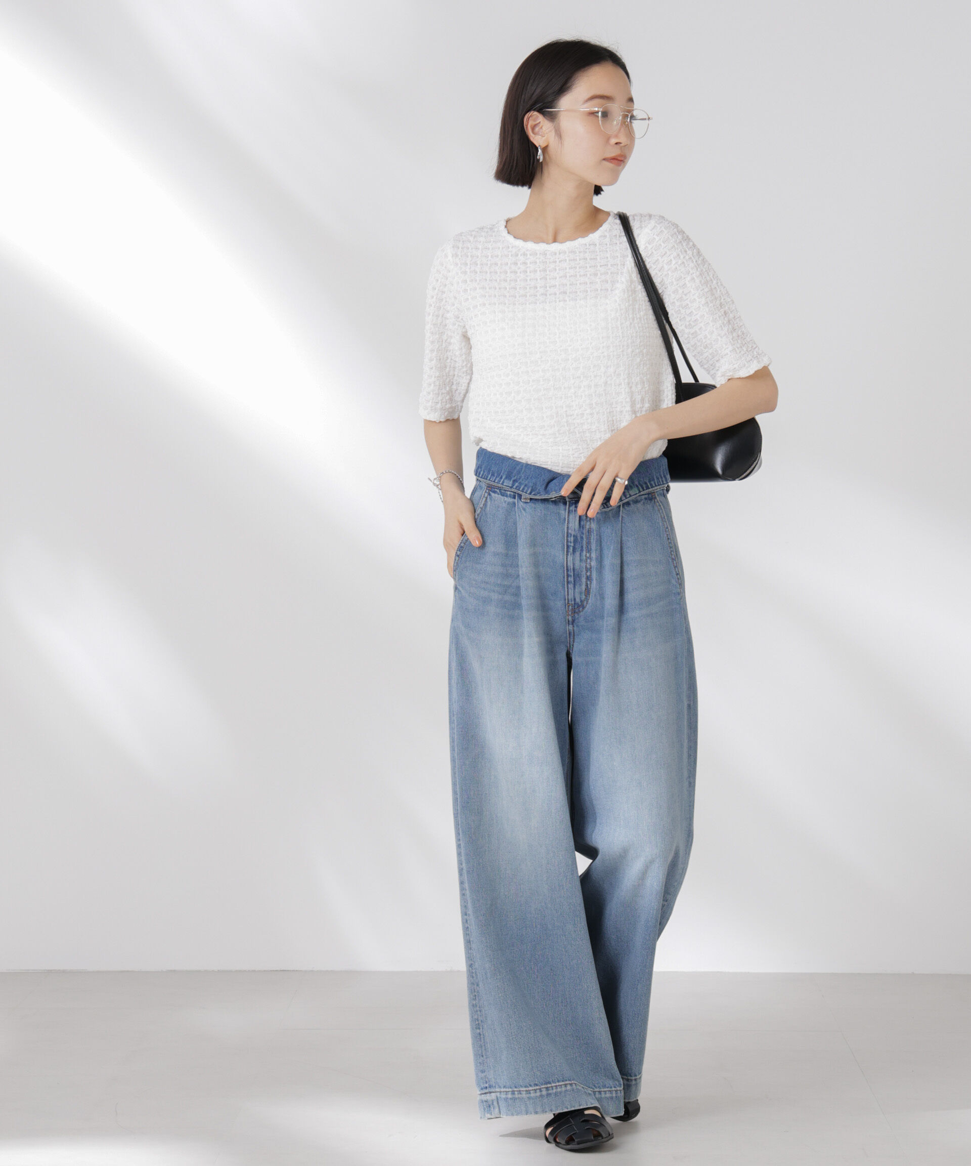 nano･universe「カットサッカークルーネックTシャツ」|Tシャツ・カットソー|