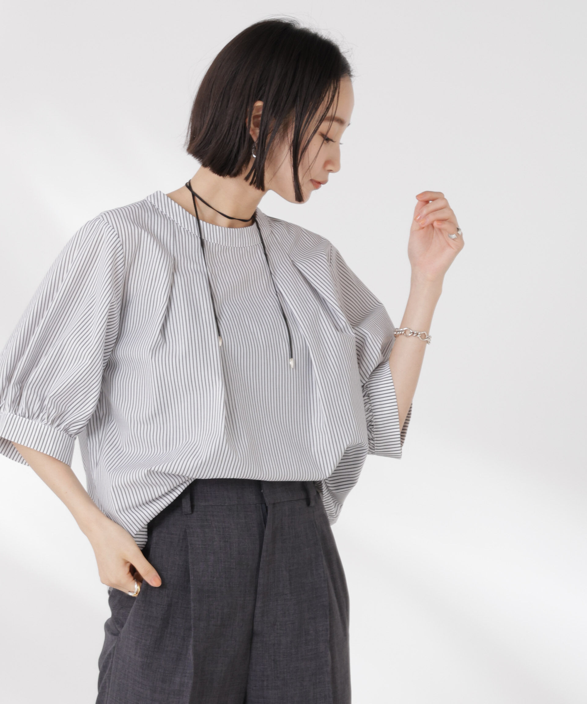 nano･universe「ボリュームスリーブタックブラウス」|シャツ・ブラウス|