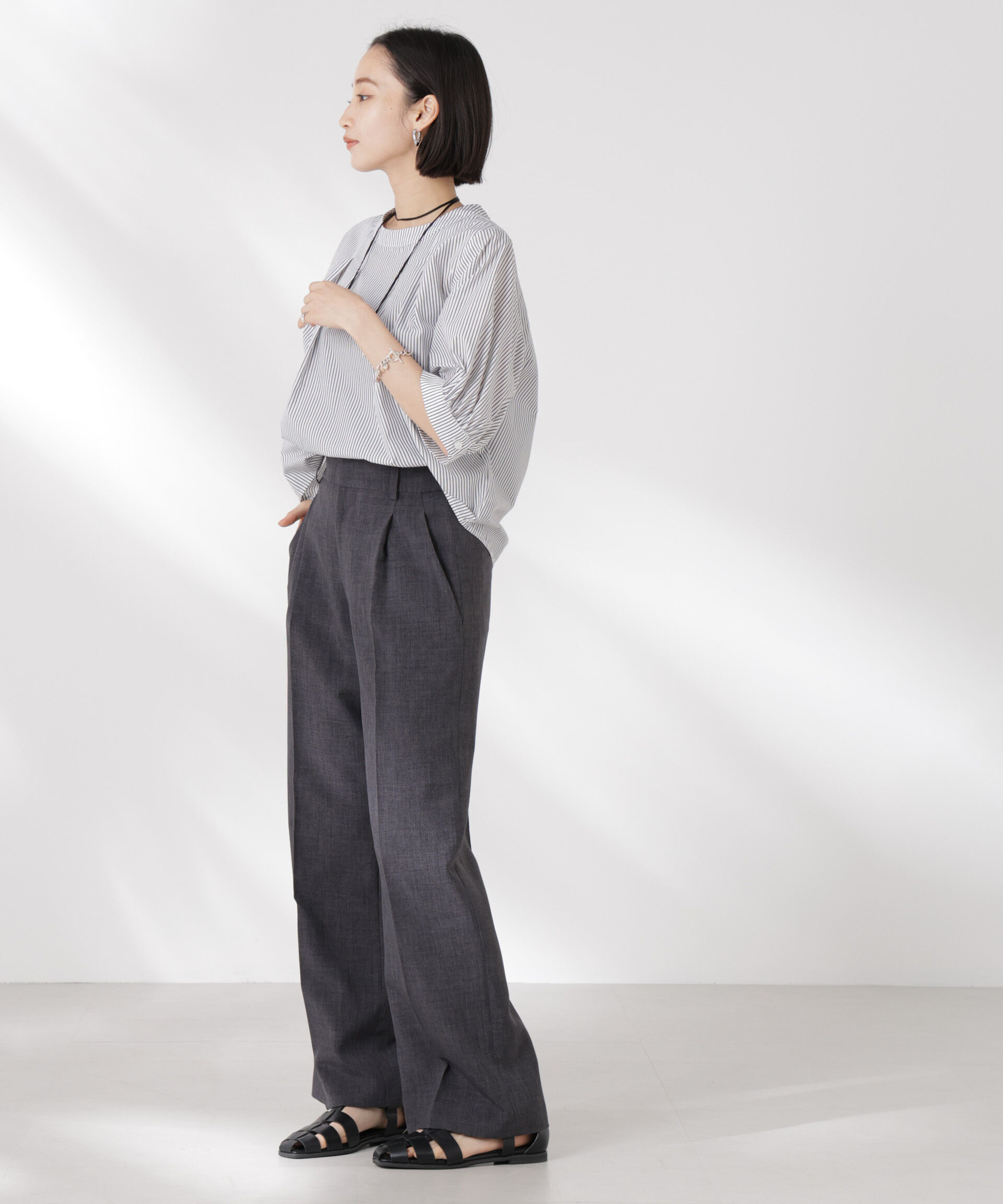 nano･universe「ボリュームスリーブタックブラウス」|シャツ・ブラウス|