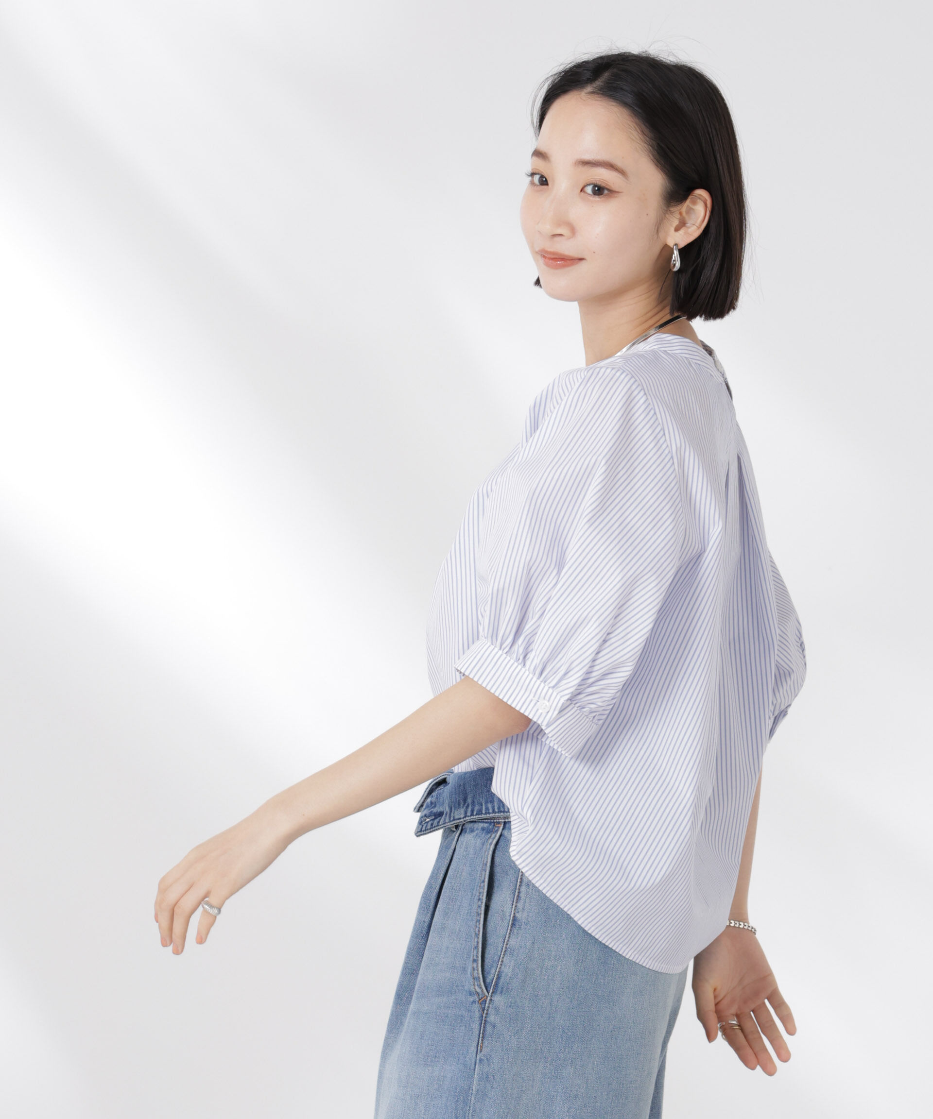 nano･universe「ボリュームスリーブタックブラウス」|シャツ・ブラウス|