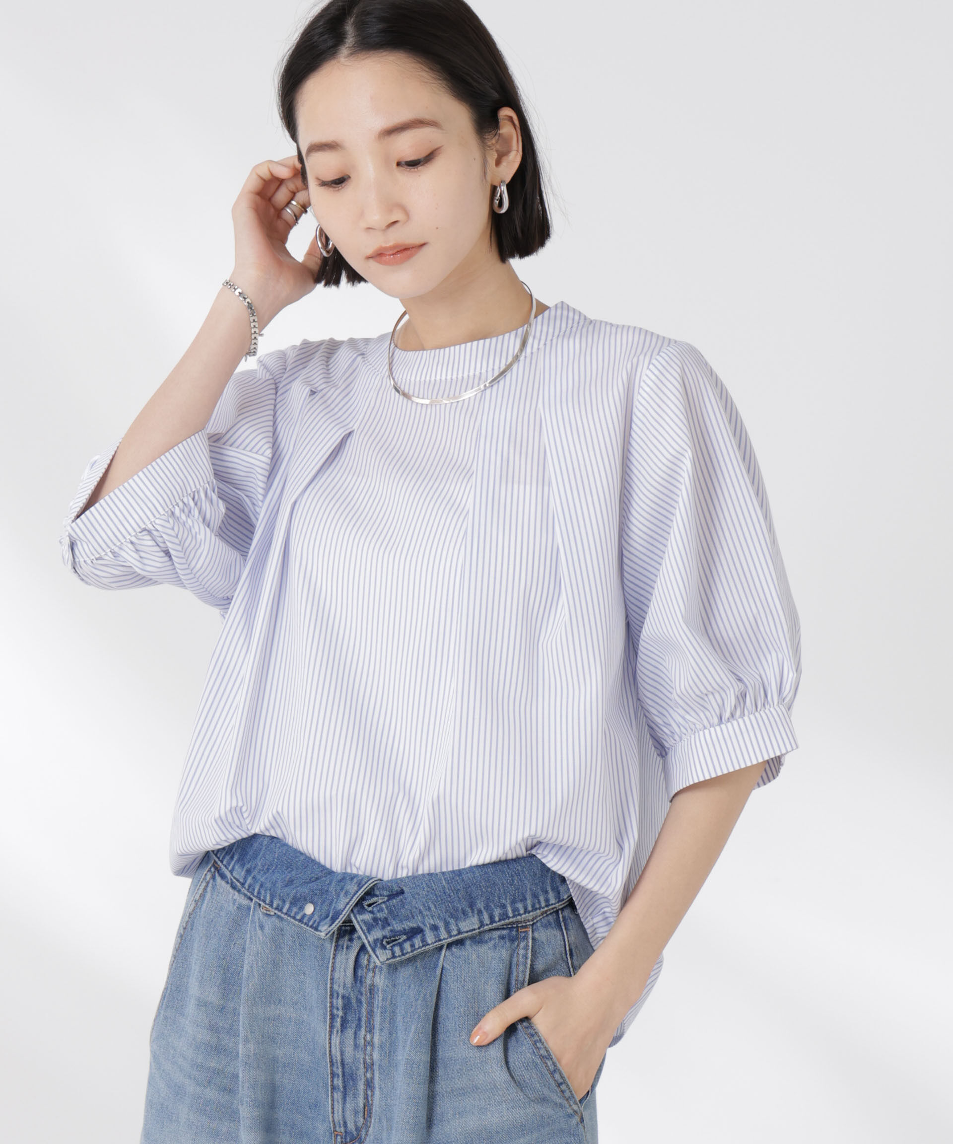 nano･universe「ボリュームスリーブタックブラウス」|シャツ・ブラウス|