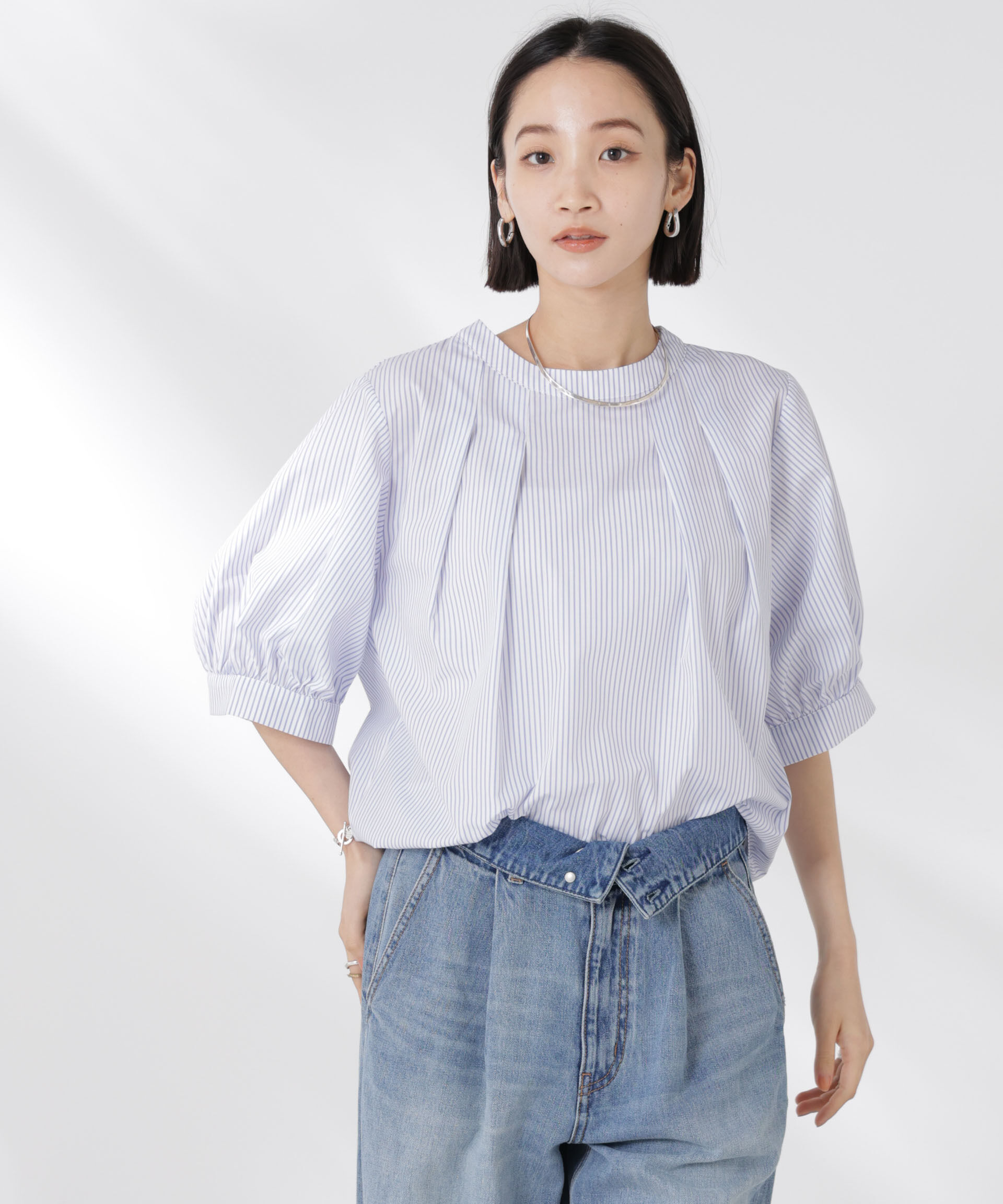 nano･universe「ボリュームスリーブタックブラウス」|シャツ・ブラウス|