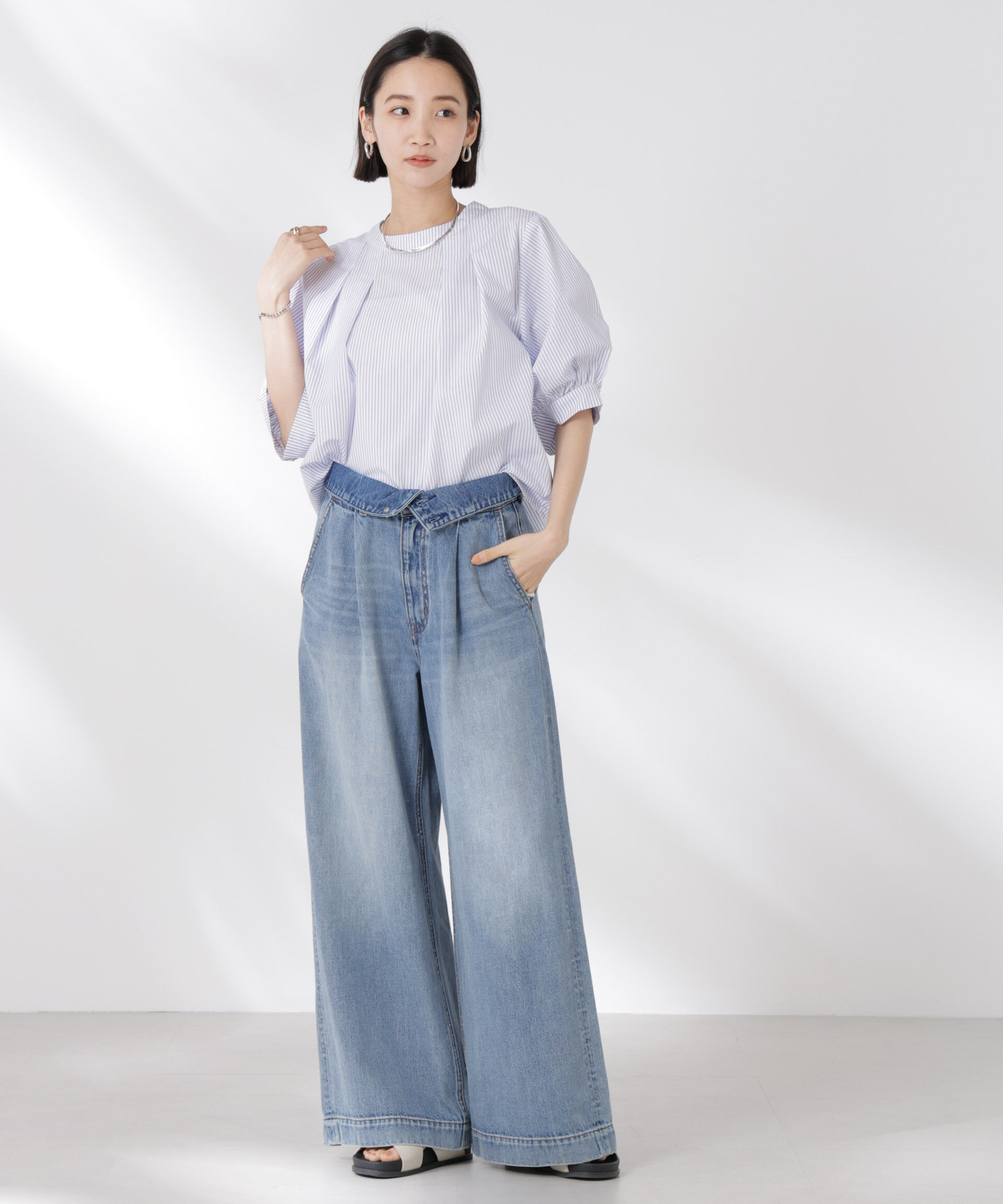 nano･universe「ボリュームスリーブタックブラウス」|シャツ・ブラウス|