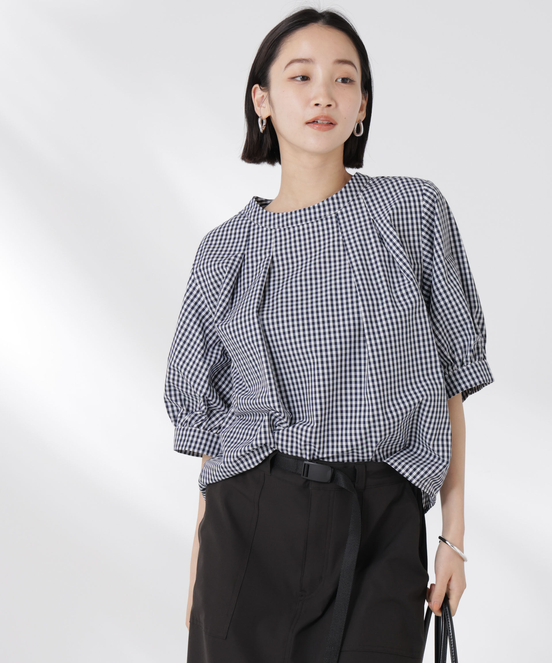 nano･universe「ボリュームスリーブタックブラウス」|シャツ・ブラウス|