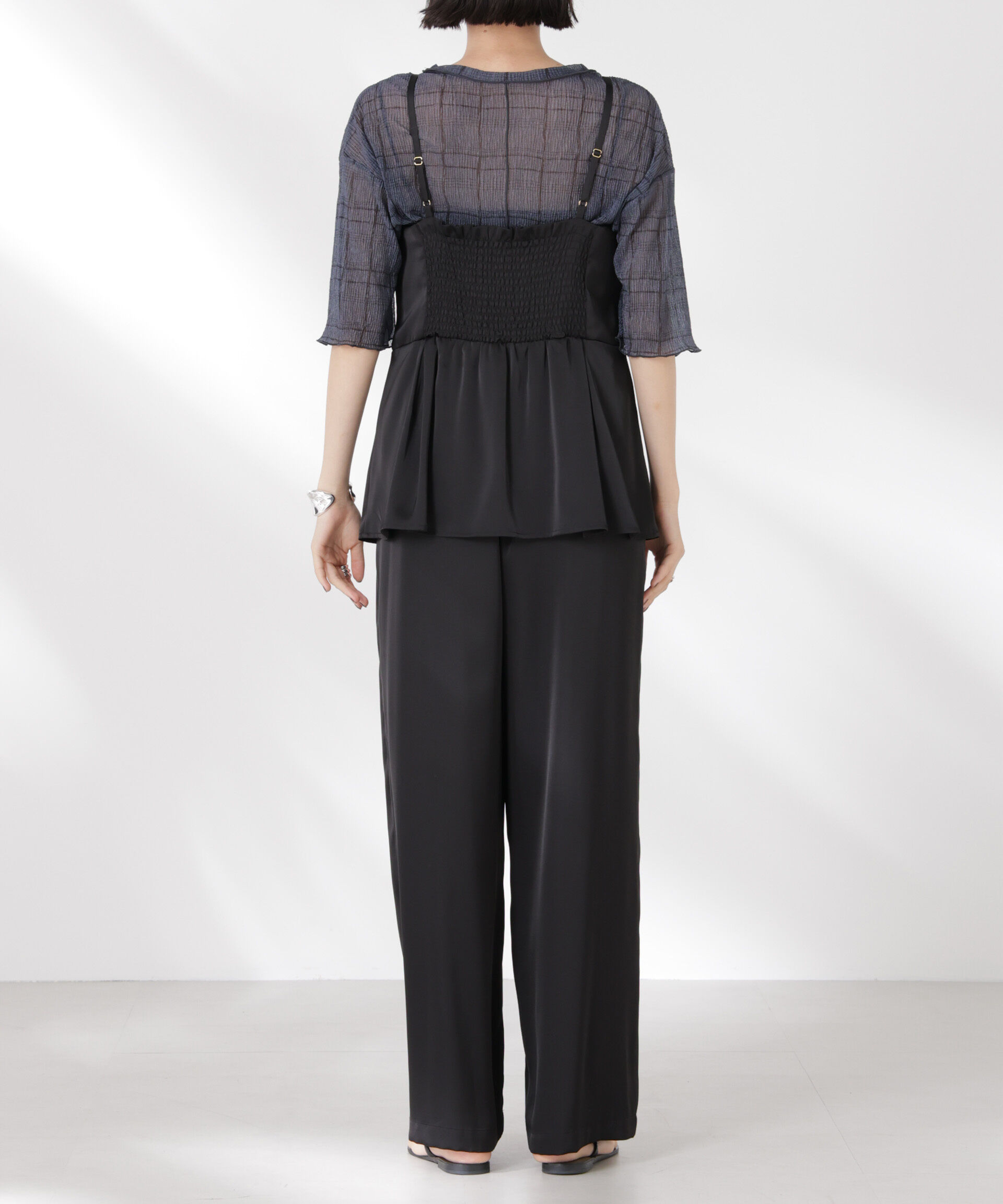 nano･universe「ペムラムディティールサテンキャミソールオールインワン」|ワンピース|