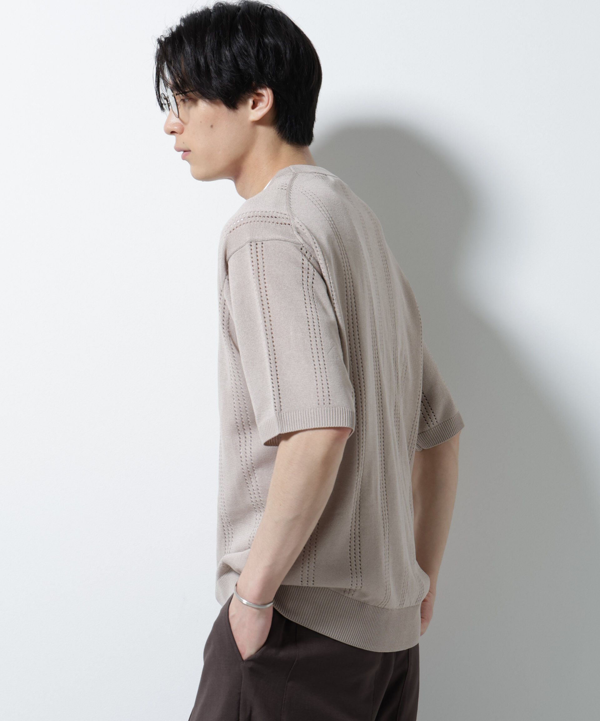 nano･universe「アイレットニット 半袖」|ニット・セーター|