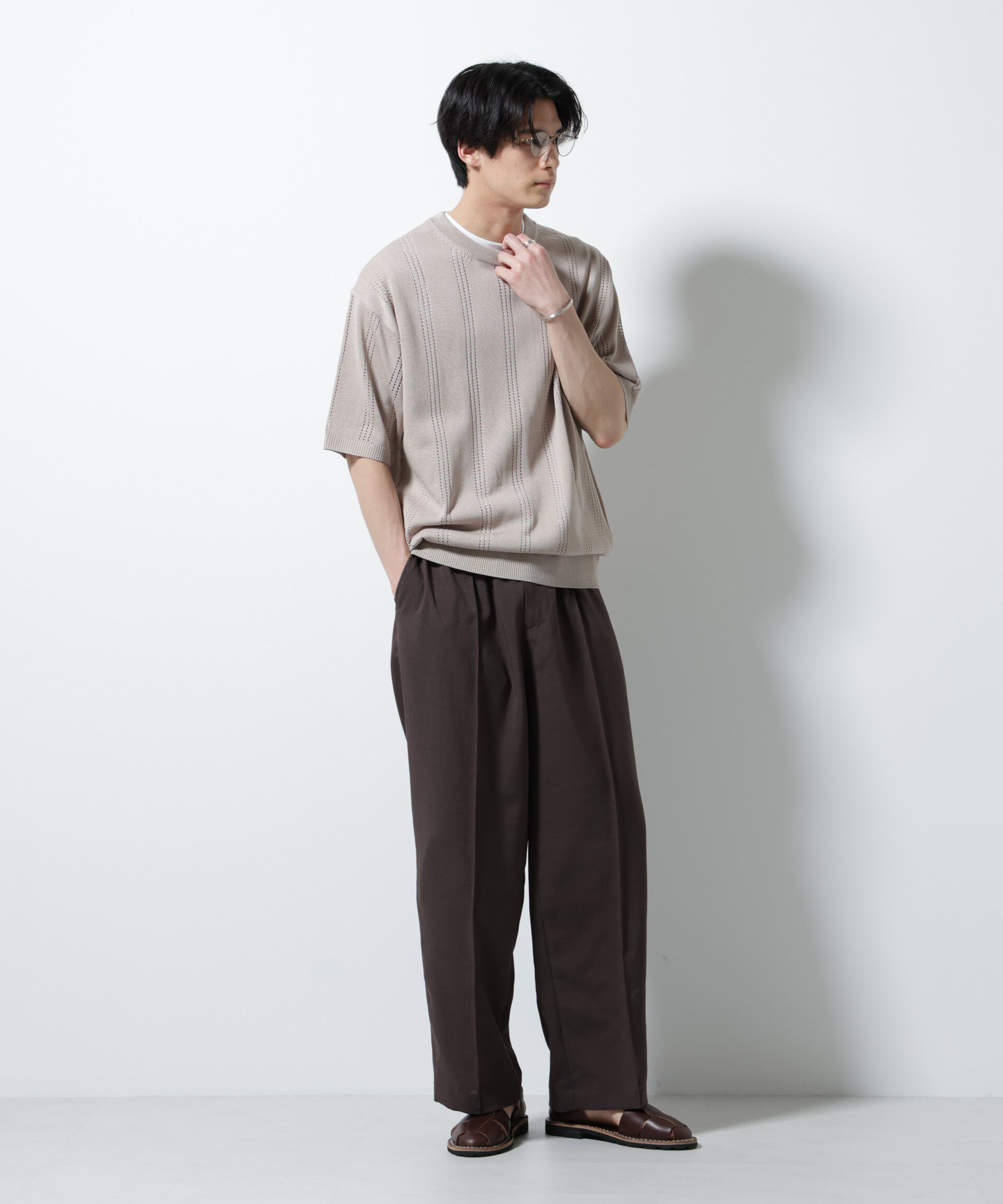 nano･universe「アイレットニット 半袖」|ニット・セーター|