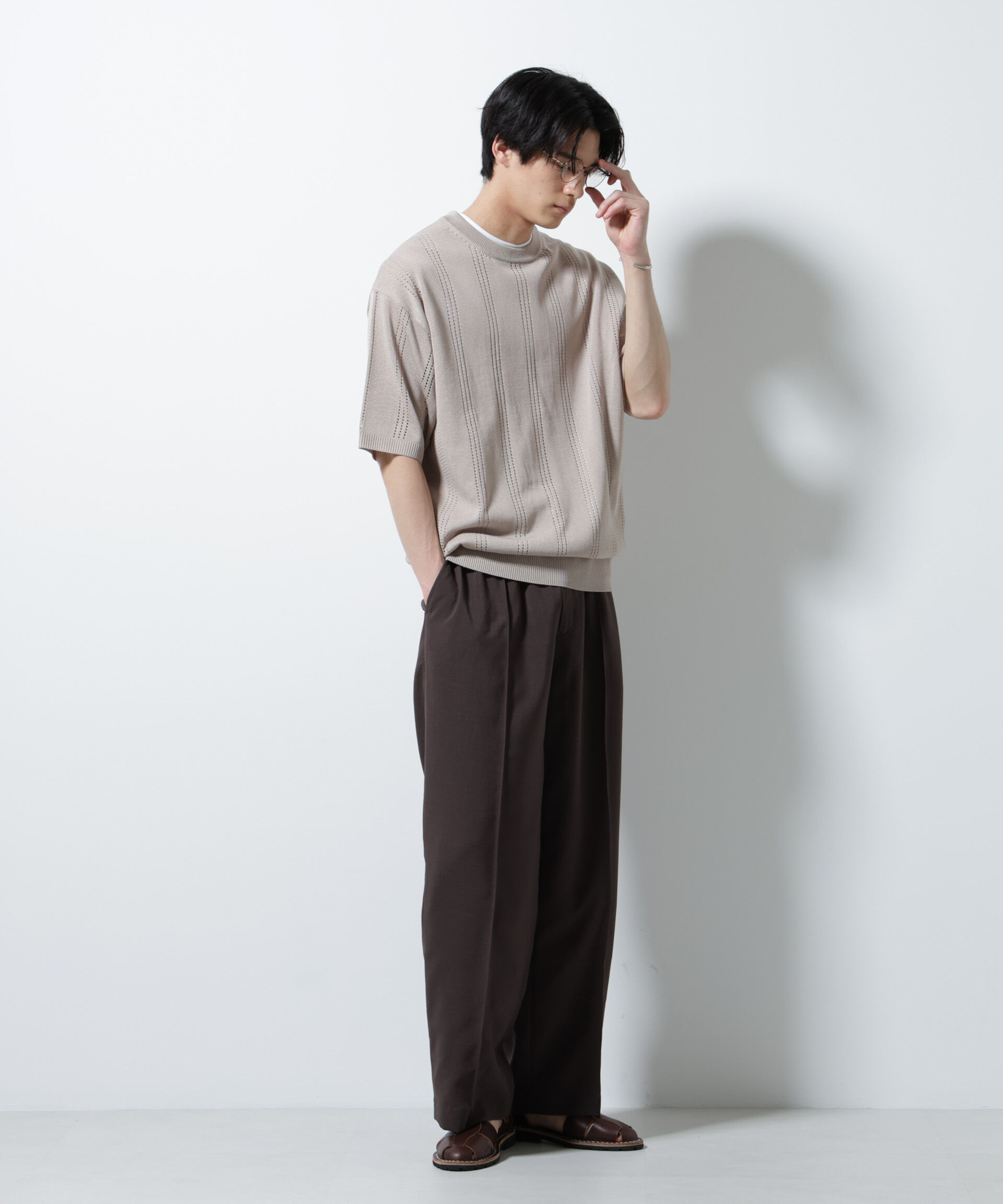 nano･universe「アイレットニット 半袖」|ニット・セーター|