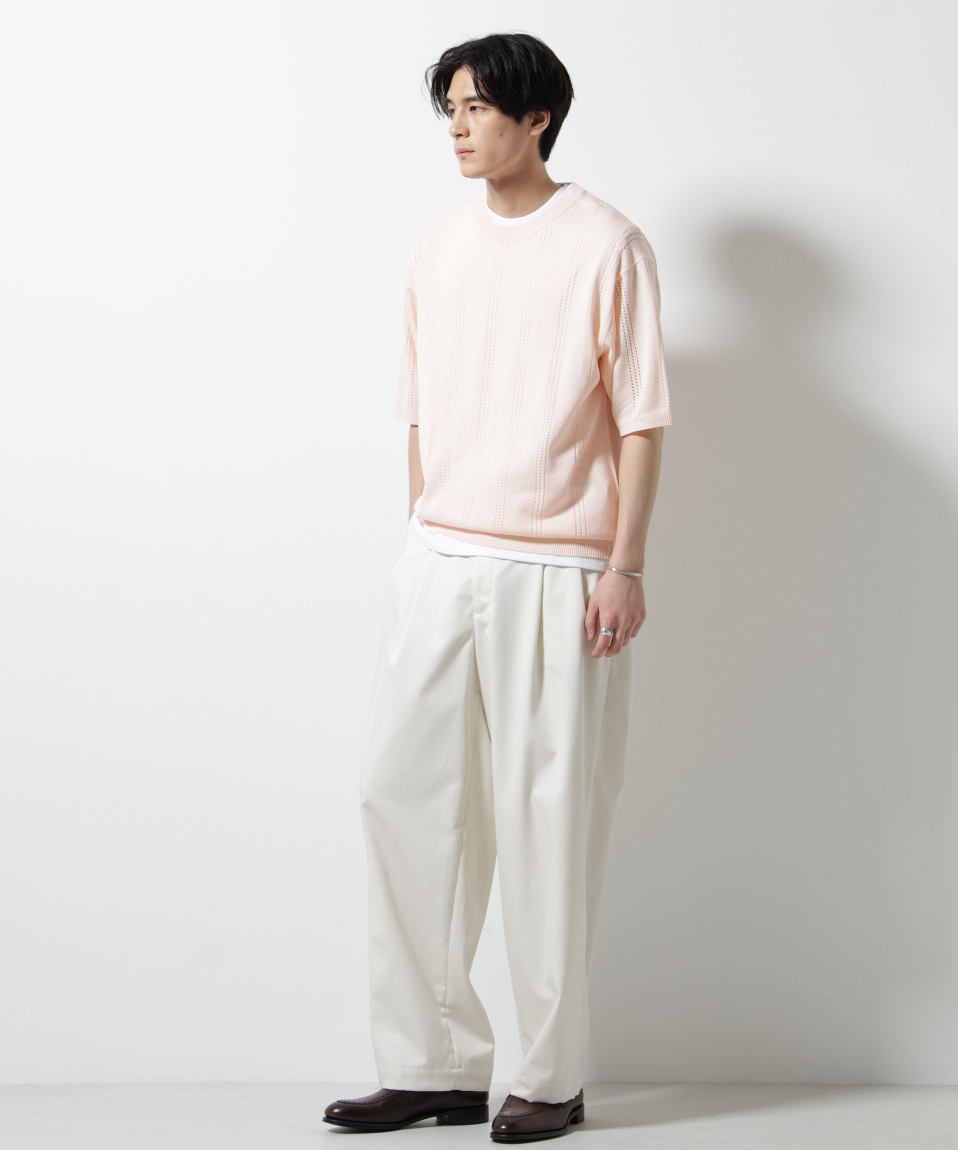 nano･universe「アイレットニット 半袖」|ニット・セーター|