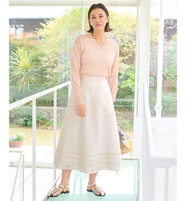 自由区「【XSサイズ～/洗える/セット可】エンブロイダリーリネン フレアスカート」|スカート|