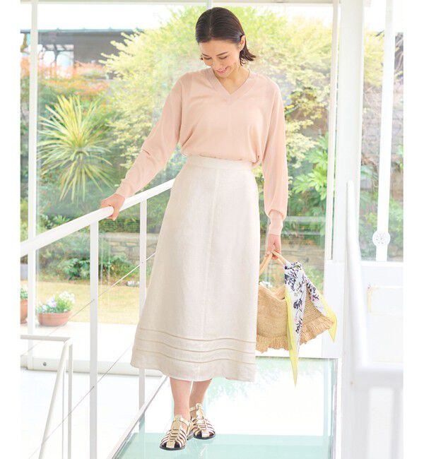 自由区「【XSサイズ～/洗える/セット可】エンブロイダリーリネン フレアスカート」|スカート|