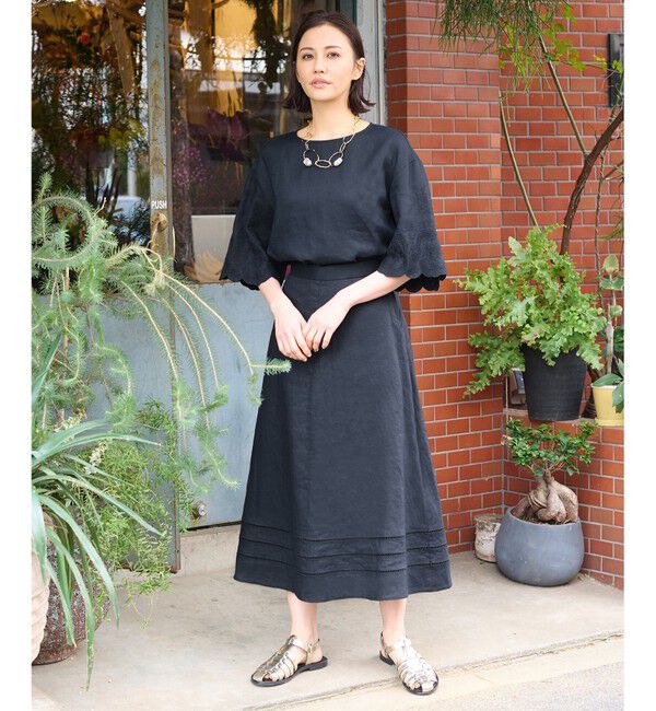 自由区「【XSサイズ～/洗える/セット可】エンブロイダリーリネン フレアスカート」|スカート|