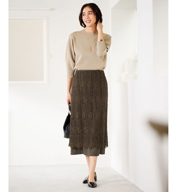 自由区「【洗える】ボタニカルレース スカート」|スカート|