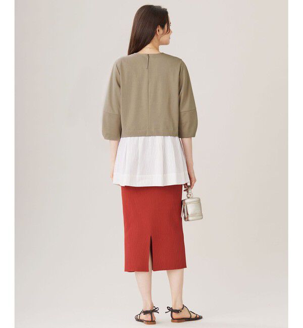 自由区「【洗える】カラミストライプコンビジャージ トップス」|Tシャツ・カットソー|