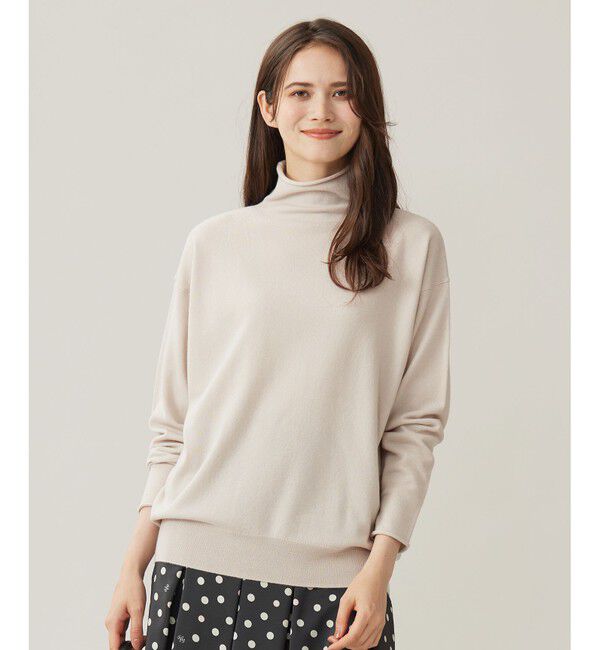自由区「【洗える】ソフトウールハイゲージハイネック ニット」|ニット・セーター|ベージュ