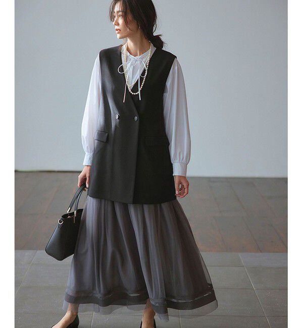 自由区「【洗える】チュールエンブロイダリー スカート」|スカート|