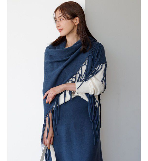 23区「ウールカシミヤ トライアングル ストール」|ストール|ダルブルー系