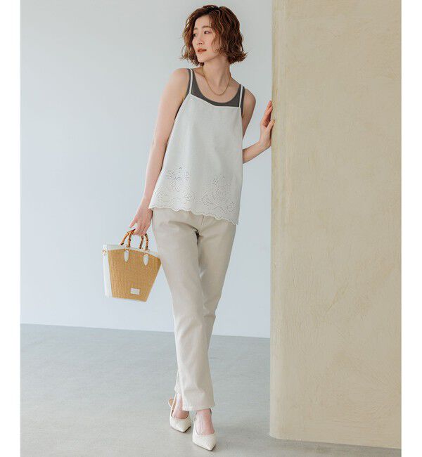 23区「【洗える】リネンエンブロイダリー キャミソール ブラウス」|シャツ・ブラウス|