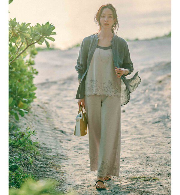 23区「【洗える】リネンエンブロイダリー キャミソール ブラウス」|シャツ・ブラウス|