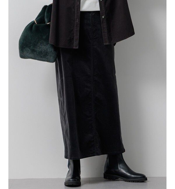 23区「【洗える】23区DENIM ベルベットストレッチ Aライン スカート」|スカート|グレー系