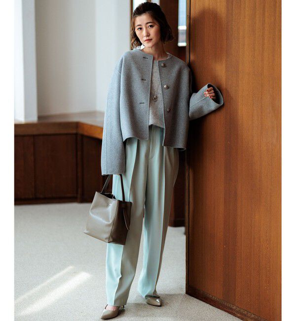 23区「ウールリバー ノーカラーコート」|ノーカラーコート|