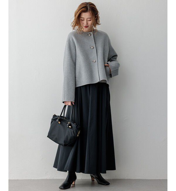 23区「ウールリバー ノーカラーコート」|ノーカラーコート|