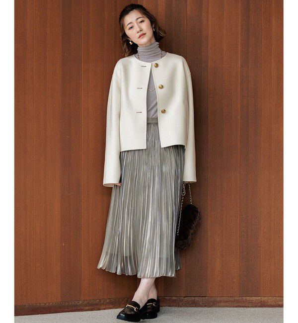 23区「ウールリバー ノーカラーコート」|ノーカラーコート|