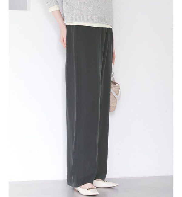 23区「【SLOW/一部店舗限定】キュプラフィブリルクロス サイドライン ワイドパンツ」|その他|グレー系