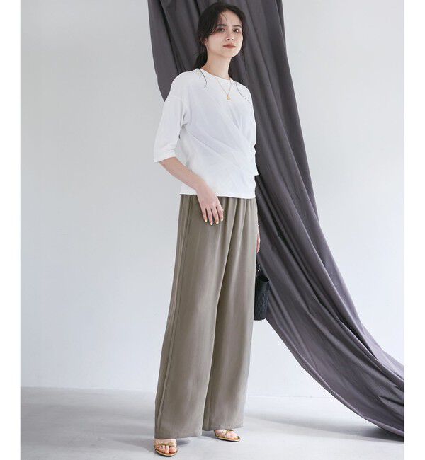 23区「【SLOW/一部店舗限定】キュプラフィブリルクロス サイドライン ワイドパンツ」|その他|