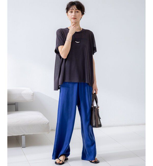 23区「【SLOW/一部店舗限定】キュプラフィブリルクロス サイドライン ワイドパンツ」|その他|