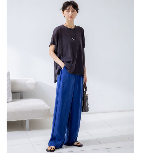 23区「【SLOW/一部店舗限定】キュプラフィブリルクロス サイドライン ワイドパンツ」|その他|