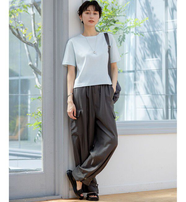 23区「【速乾性/汗じみ防止】半袖 クロップド IT Tシャツ」|Tシャツ・カットソー|