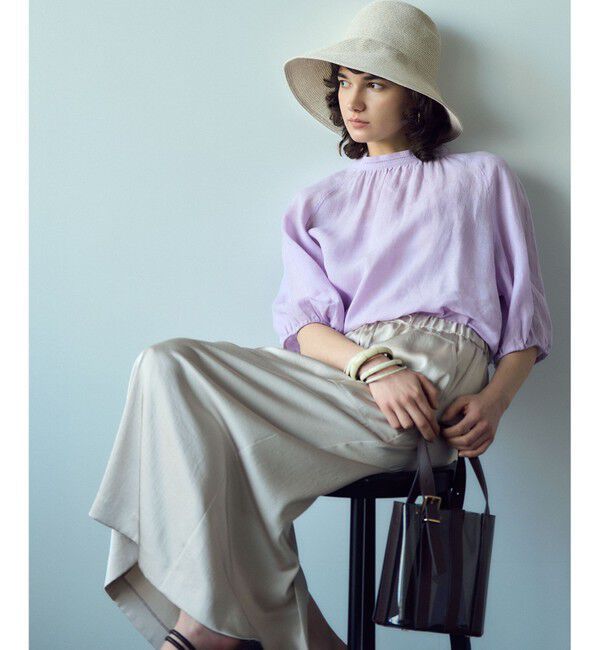 23区「【洗える】LIBECOリネン ボリュームスリーブ ブラウス」|シャツ・ブラウス|