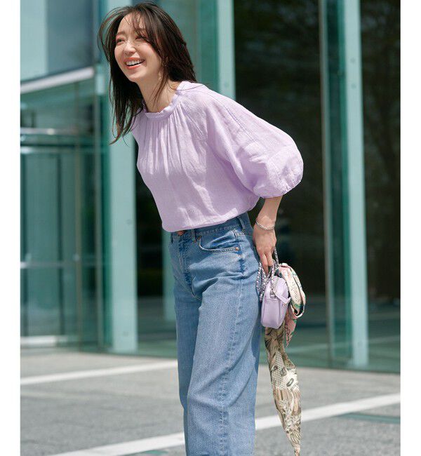 23区「【洗える】LIBECOリネン ボリュームスリーブ ブラウス」|シャツ・ブラウス|