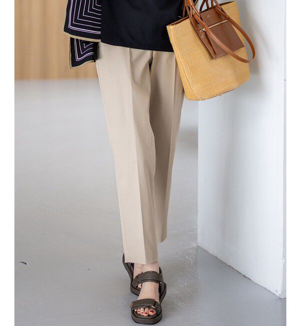 23区「【UVケア/洗える】コンパクトクロス テーパード パンツ」|その他|ベージュ系